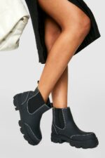 Chelseaboots I Gummi Med Chunky Sula, Black