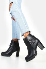 Chelseaboots Med Blockklack Och Dubbla Spännen, Black
