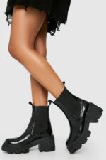 Chelseaboots Med Klack Och Krokodilskinnseffekt, Black