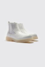 Chelseaboots Med Räfflad Sula, White