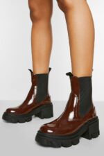 Chunky Chelseaboots Med Klack, Brown