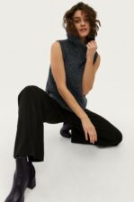 Second Female - Väst Omella Knit Hoodie Vest - Grå - 38