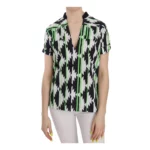 Costume National Multi Color Plunging Top Blouse Grön, Dam