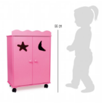 Dockklädskåp i trä, pink Docka Klädskåp 2880