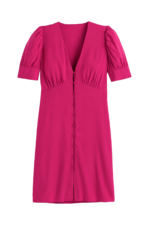 La Redoute - Kort klänning med V-ringning och kort ärm - Rosa - 36