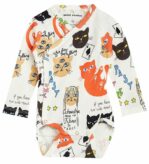 Mini Rodini Slå-om Body l/æ - Clairvoyant Cats - Hvid/Multifarve