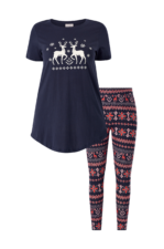 Only Carmakoma - Pyjamas / Loungeset carChristmas Cozy Set Aop - Blå - 46/48