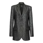 Pinko Gaetana Giacca Grisaglia Lurex Svart, Dam