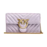 Pinko Love Wallet Chevron 3 CL Sheep Nappa+Vit.seta Lila, Dam