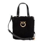 Pinko Mini Everyday Shopper Bag faux fur Svart, Dam