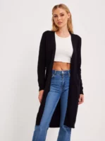 Vila - Cardigans & Koftor - Svart - Viril Long L/S Knit Cardigan - Noo - Tröjor