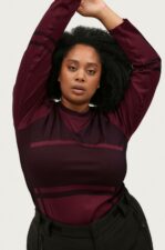 Zizzi - Träningstopp aTahia L/S Blouse - Röd - 36/38